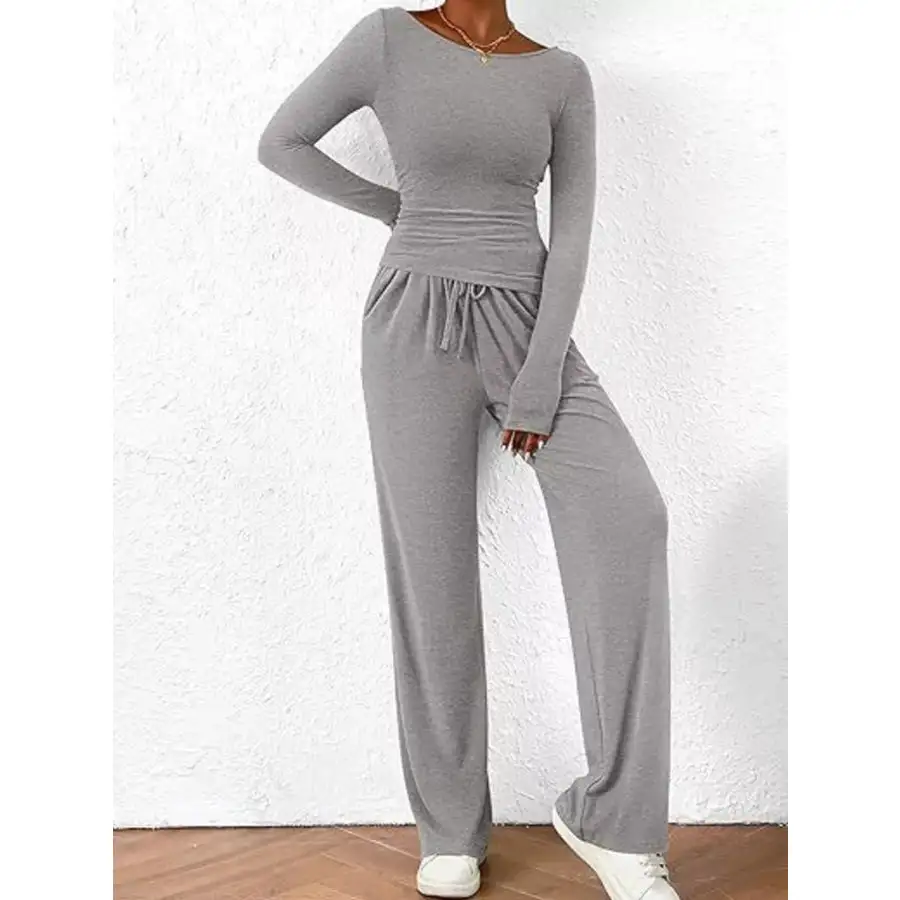 Everyday Long Sleeve Top and Wide Leg Pants Set