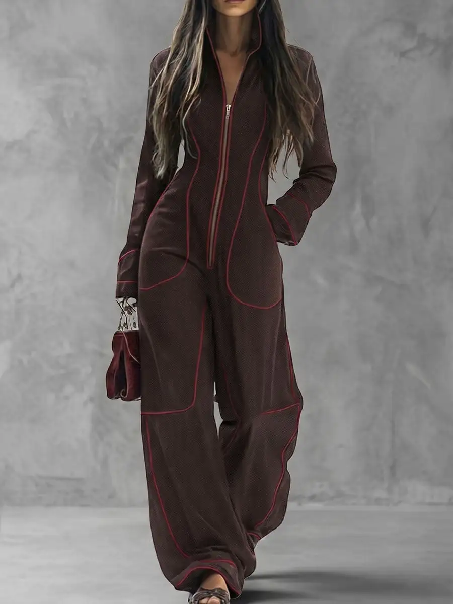 Jumpsuits Met Lange Mouwen En Wijde Pijpen Rits
