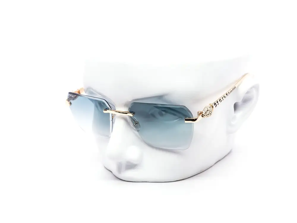 12-Pack Luxury Rimless Hexagon Gradient Metal Sunglasses