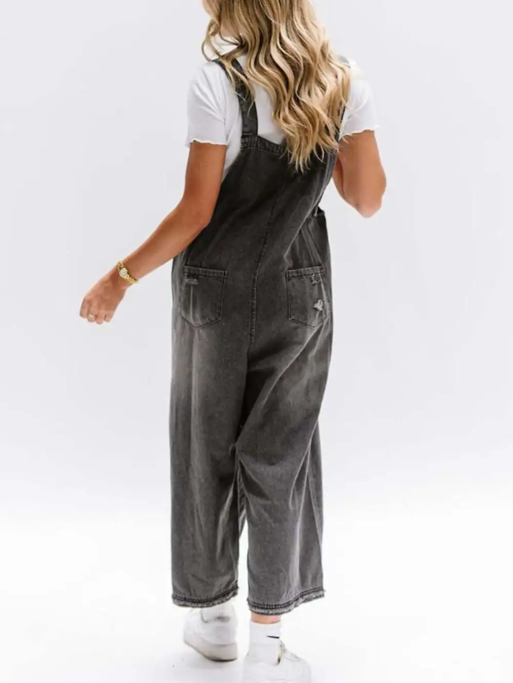 Wide Leg Denim Overalls Relaxed Fit Bib Overalls