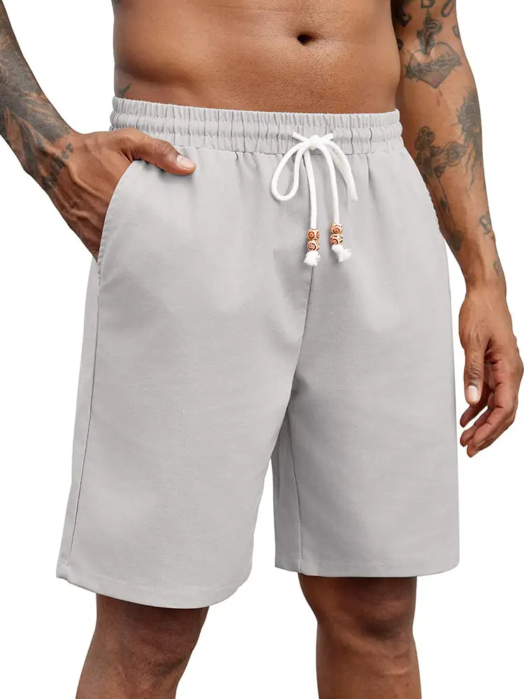 Men's Casual Drawstring Linen Blend Shorts