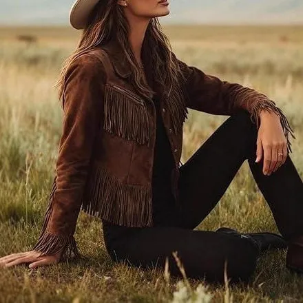Fringed Suede Relaxed Outerwear Coat