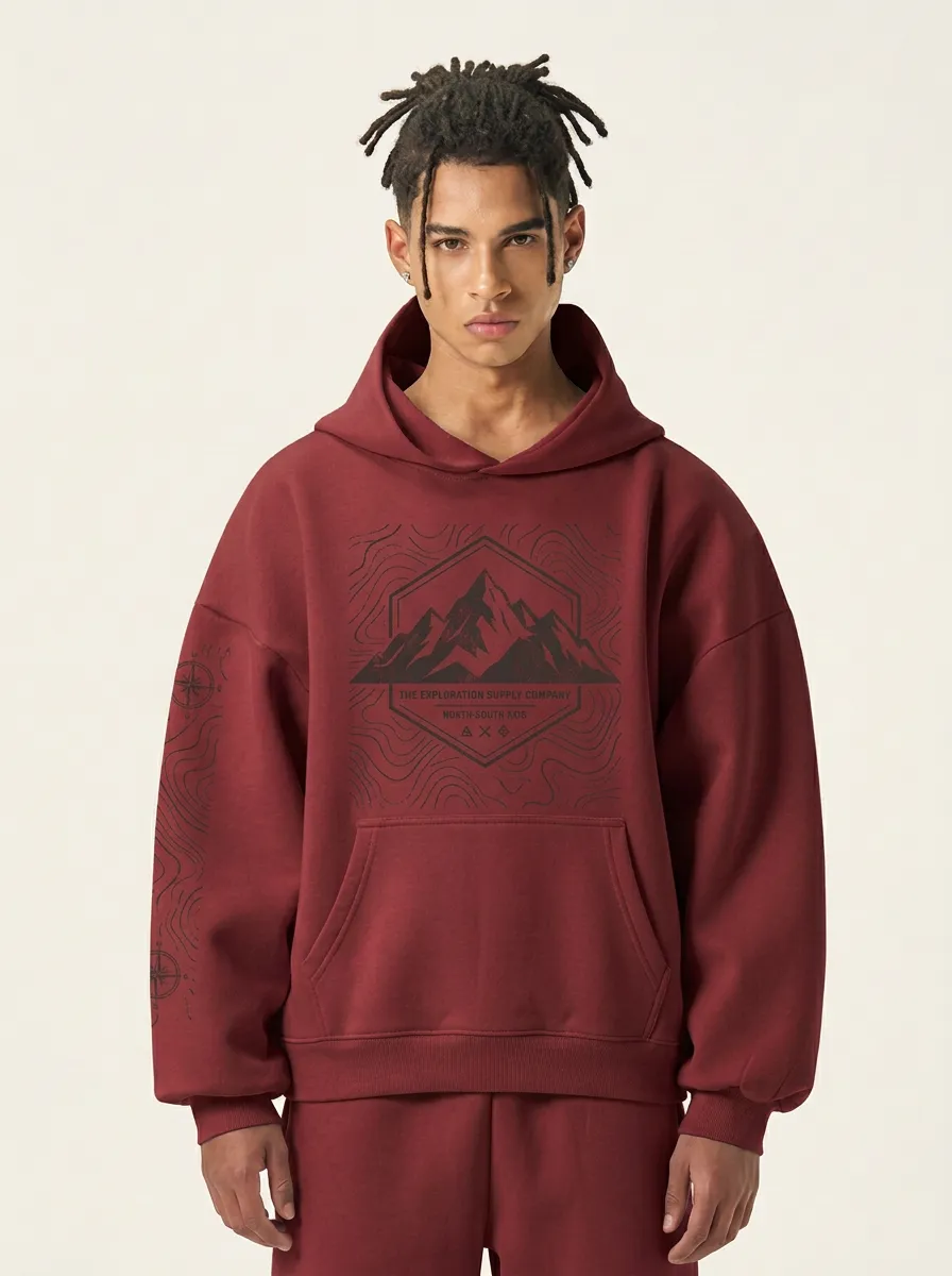 Men's Mountain Exploration Topographic Graphic Hoodie