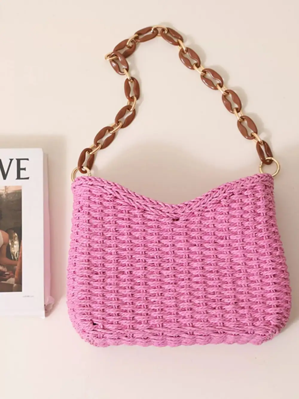 Woven Straw Shoulder Bag