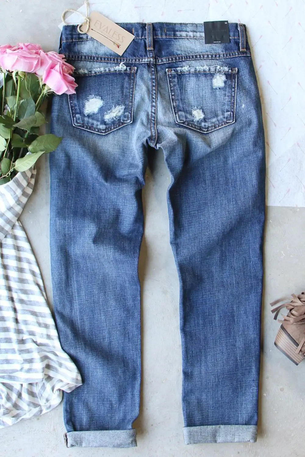 Baseball Ripped Denim Jeans