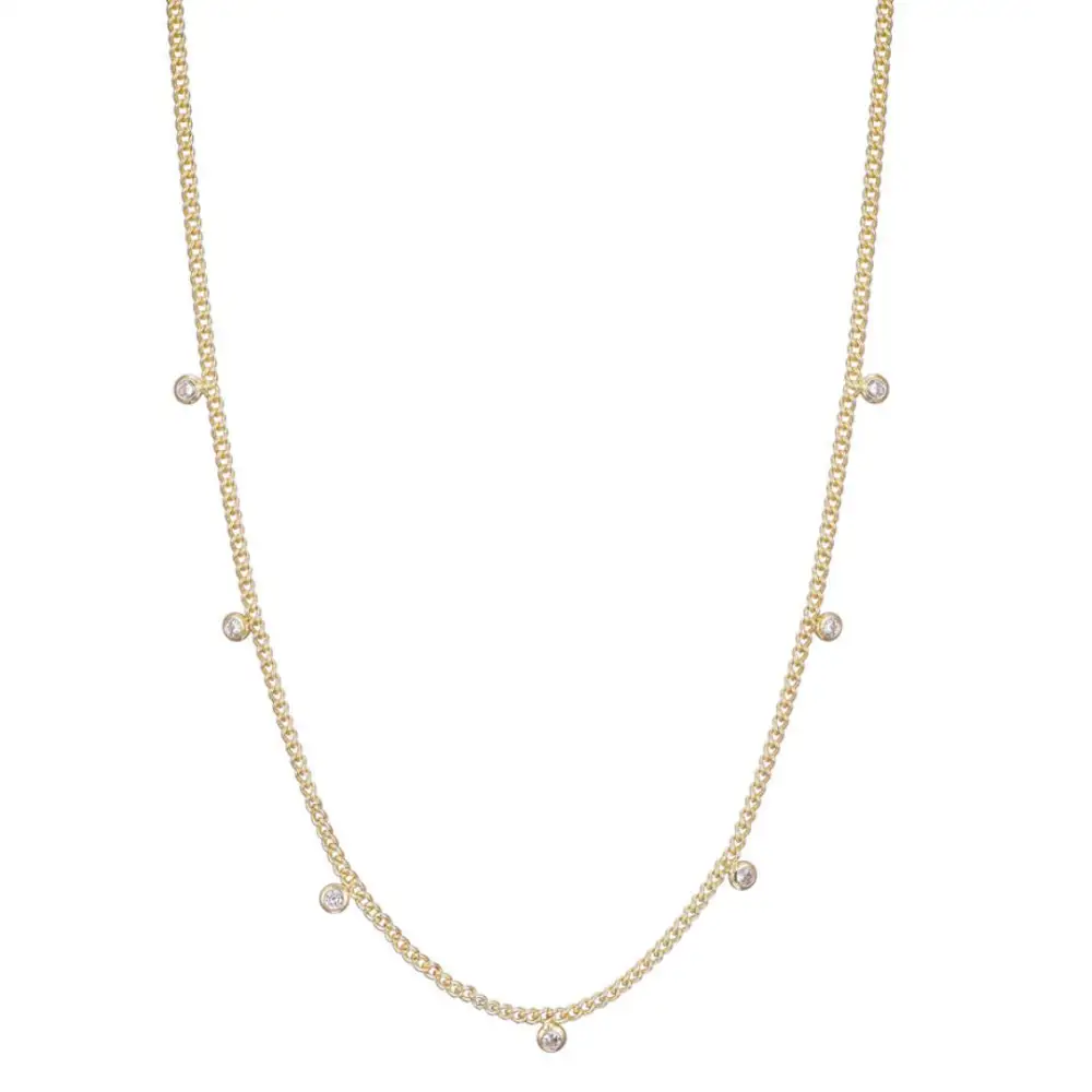 Curb-Chain Zirconia Chain Necklace
