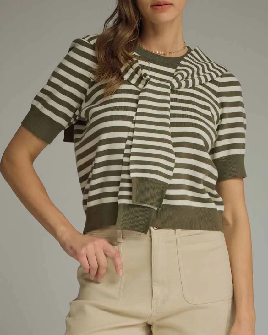 Striped Sweater With Scarf Tie