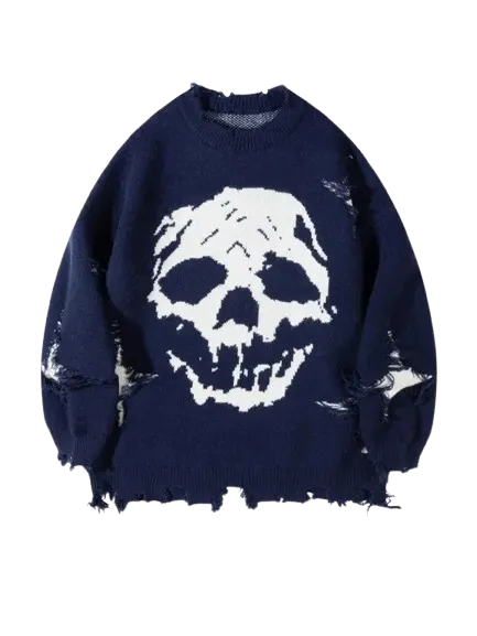 Men's Ripped Drop Shoulder Sweater, Loose Casual Street Soft Comfy Long Sleeve Round Neck Jumper for Fall, Fashion Men's Knitwear for Daily Wear