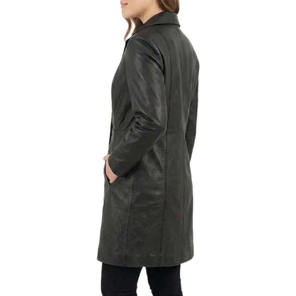 Mid Length Sheepskin Trench Coat