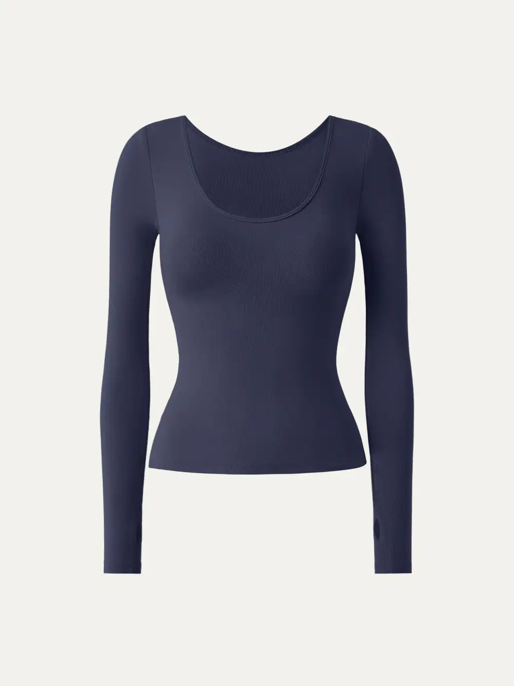 Lyocell-Wool Round Neck Long Sleeve Reversible Top
