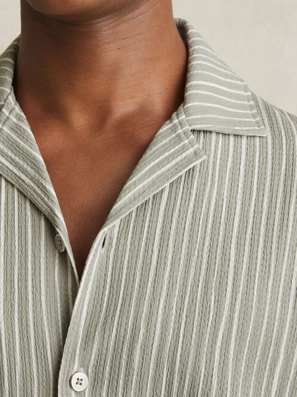 Vintage Striped Cuban Collar Men's Shirt