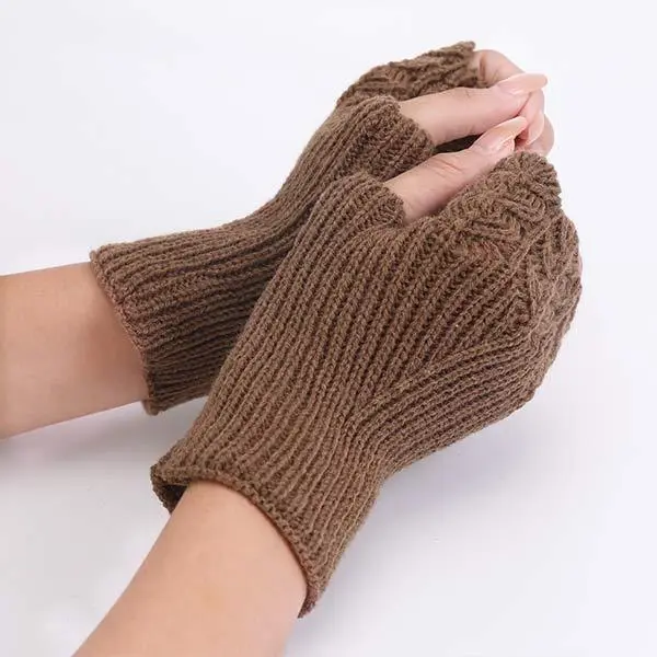 Knitted Warm Half Finger Mitts 11295498C
