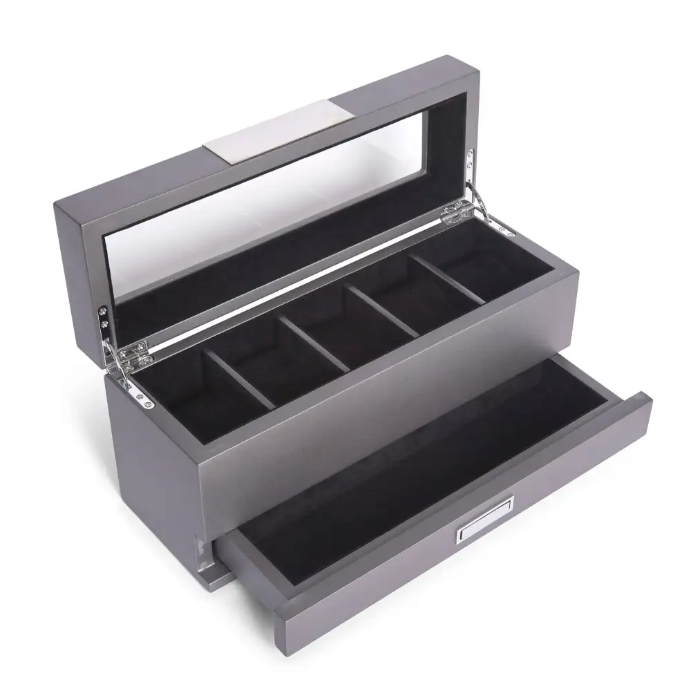 Five Slot Glass Top Watch Storage Box