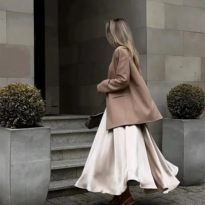 Satin A-Line Flared Skirt