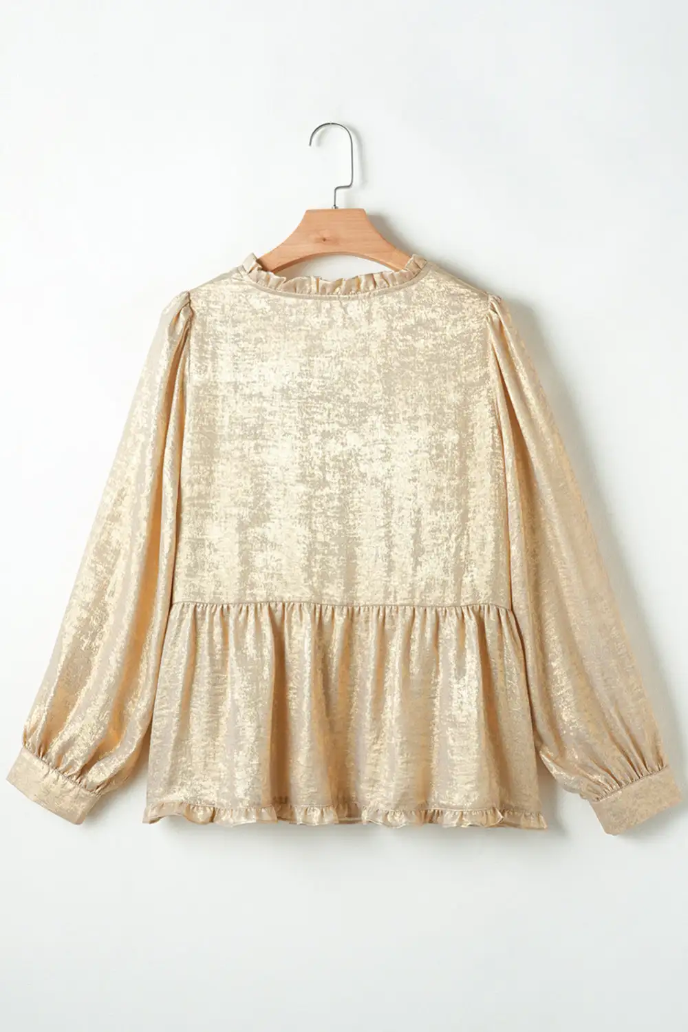 Layered Velvet Frilled Puff Sleeve Blouse