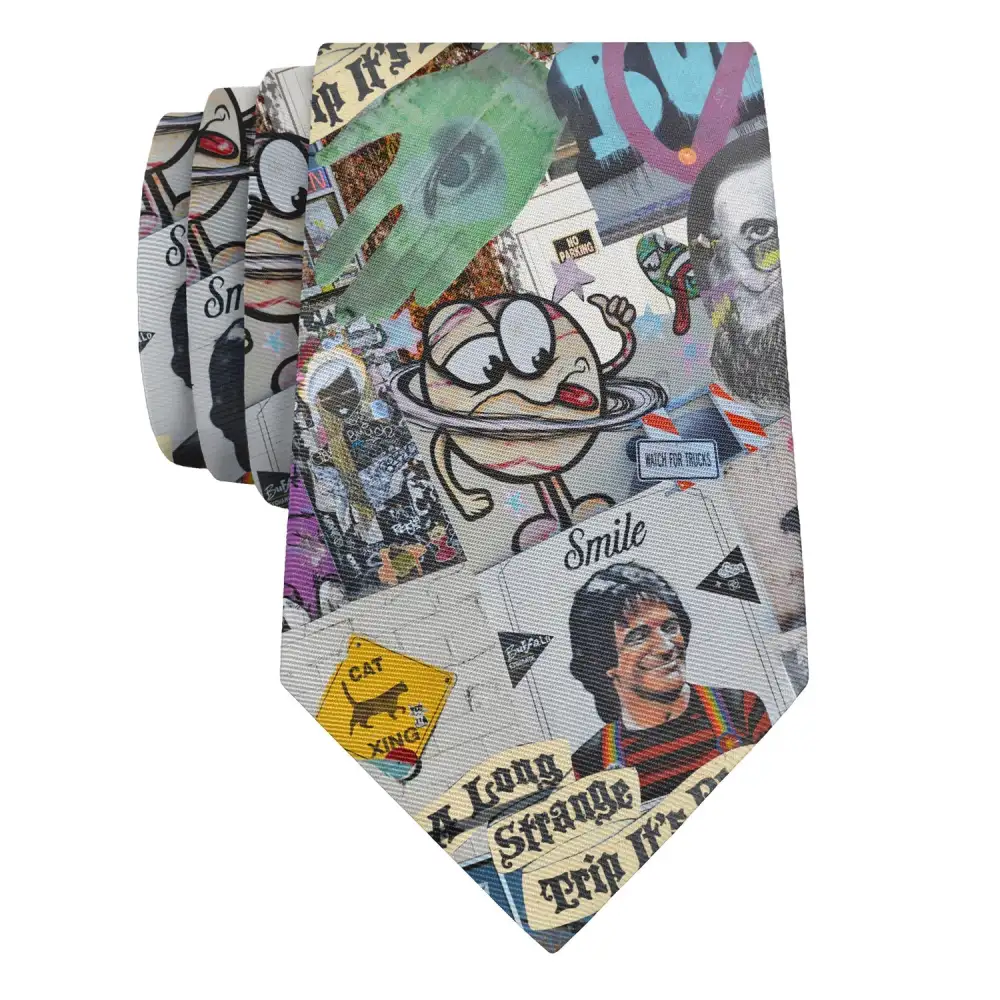 Refined Street Art Motif Necktie