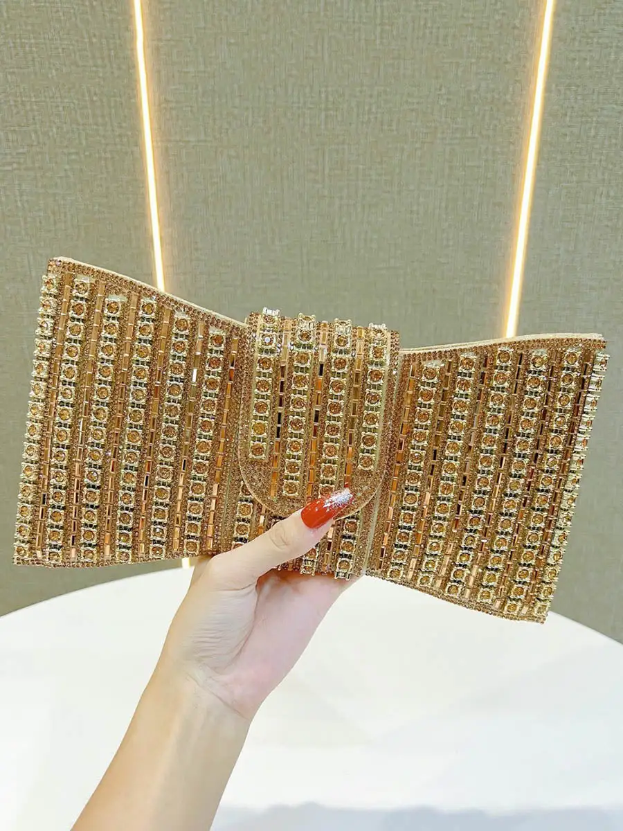 Chain Rhinestone PU Clutch Bag