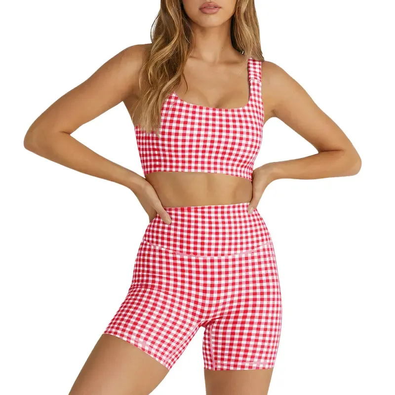 Women's Plaid Two-Piece Athleisure Set