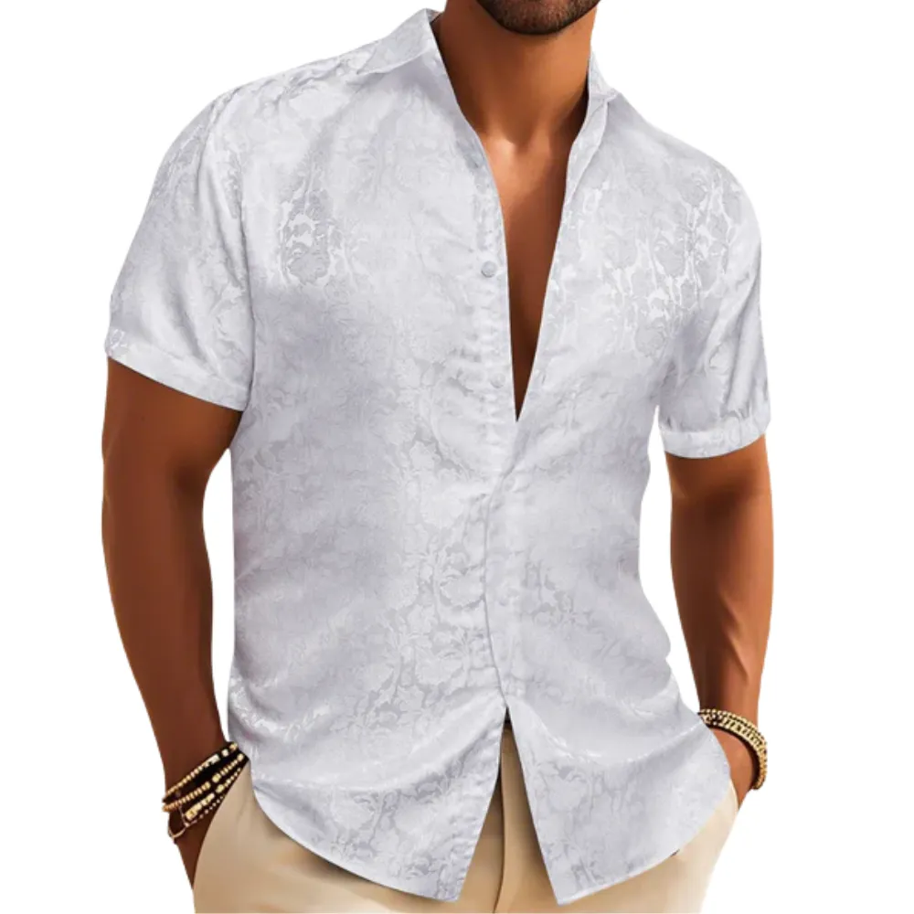 Tailored Paisley Button Up Short Sleeve Button Shirt