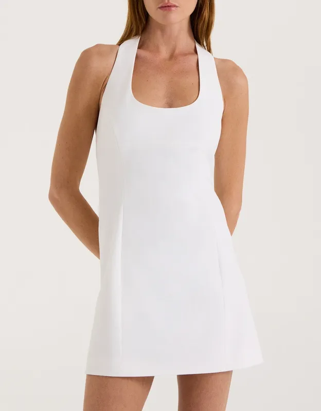 White Halter Mini Dress