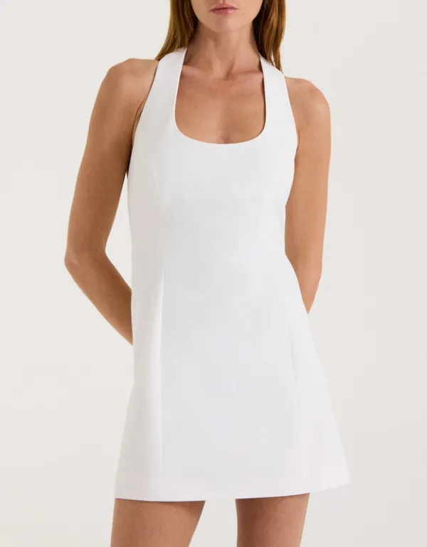 White Halter Mini Dress