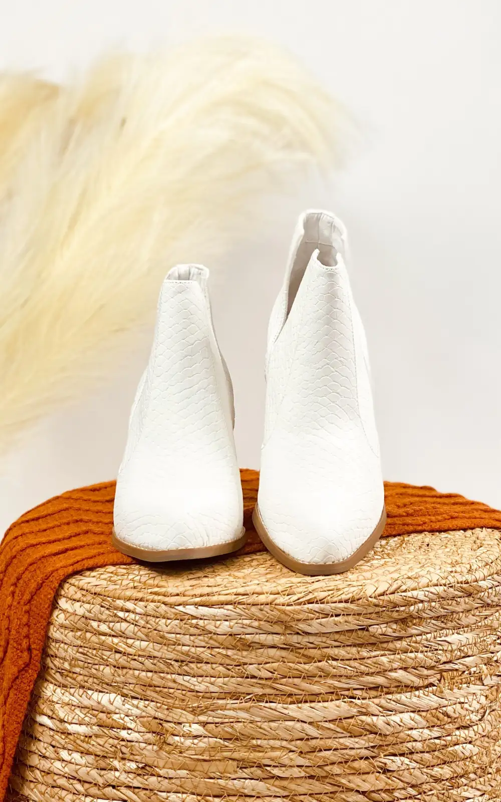 White High-Heeled Ankle Boot