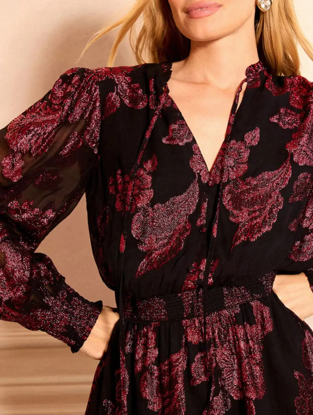 Two-Piece Chiffon Printed Midi Dress