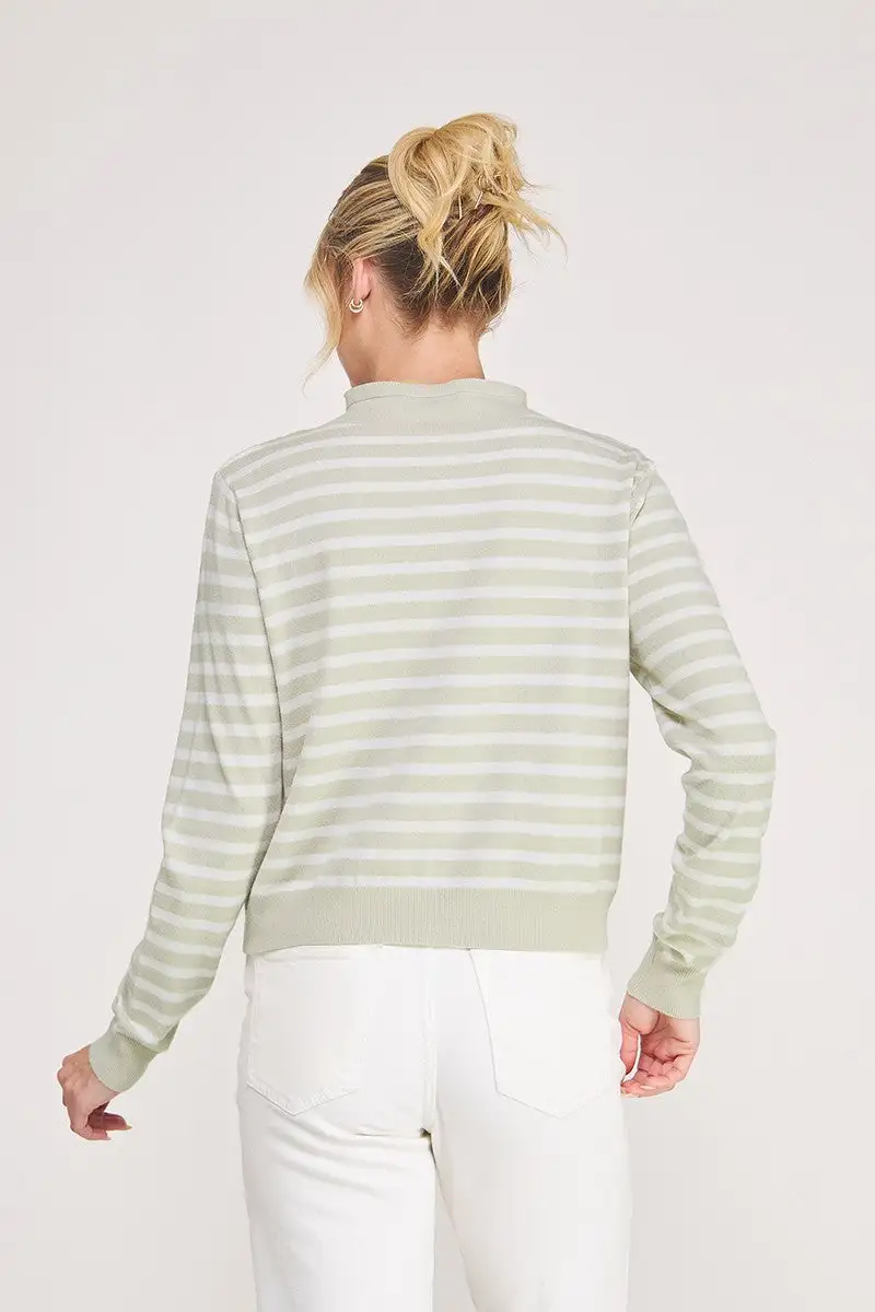 Mockneck Stripe Cardigan