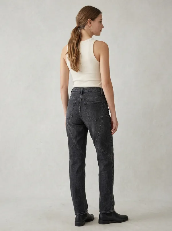 Women's Casual Fashion Asymmetric Waist Black Denim Jeans