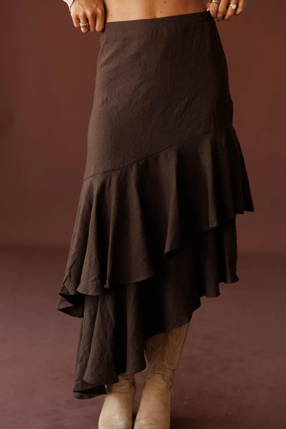 Linen Asymmetrical Draped Skirt