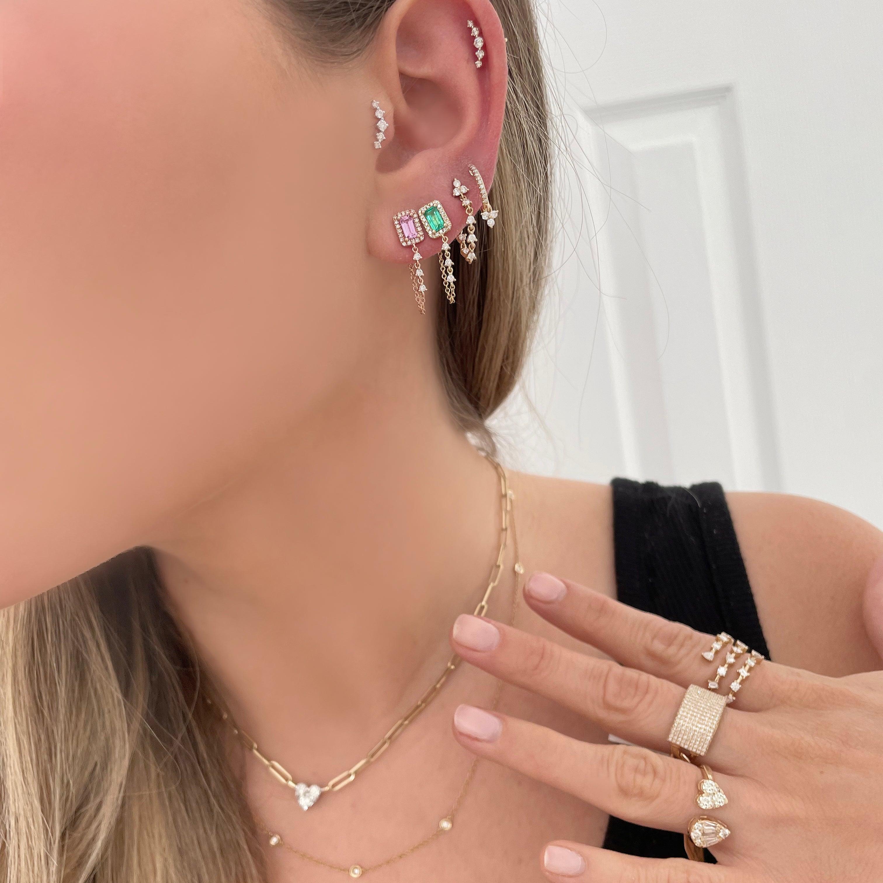 Polished Bold Gem Detail Stud Earrings