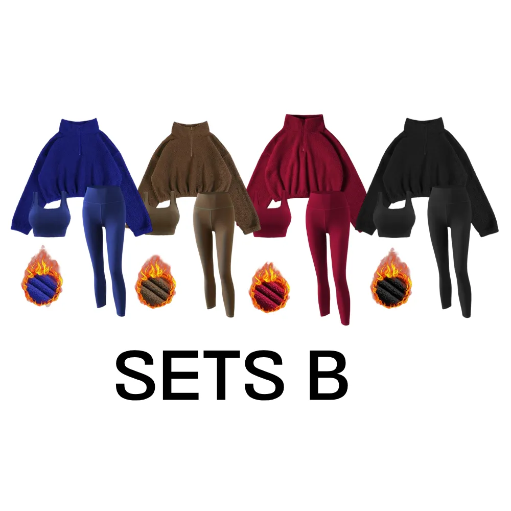 Women's Solid Thermal Lined Tracksuit Set