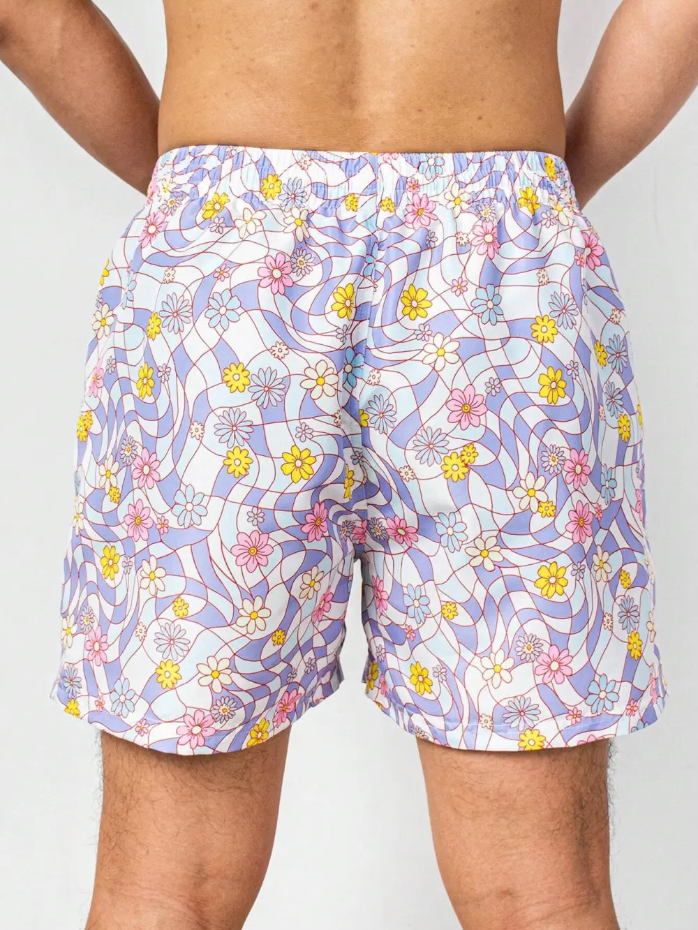 Men's Drawstring Floral Print Swim Trunks