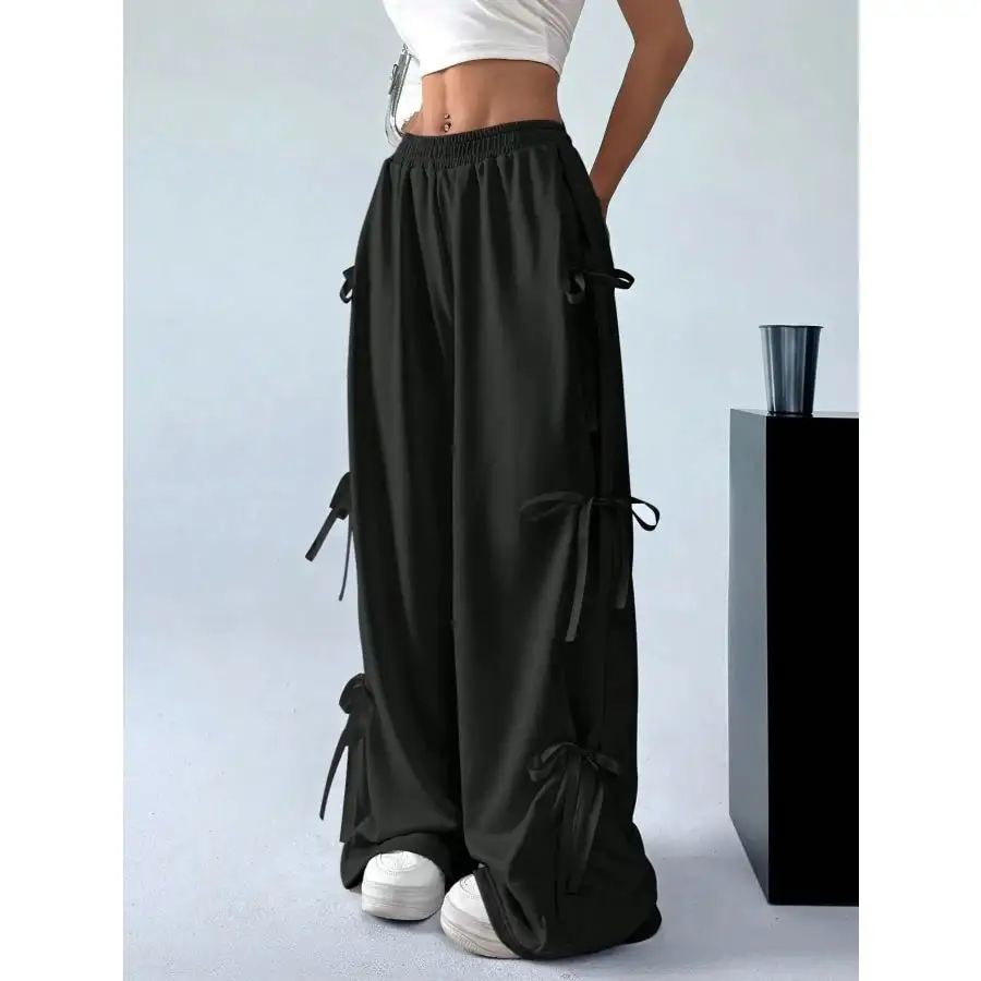 Cargo Wide Leg Pants with Side Tie Details