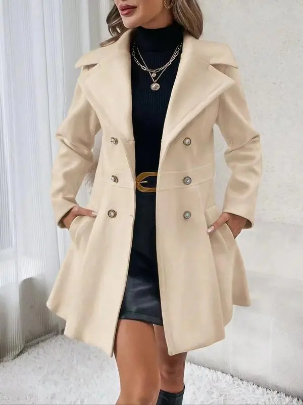 9-PACK Women's Solid Color Double Button Pocket Coat