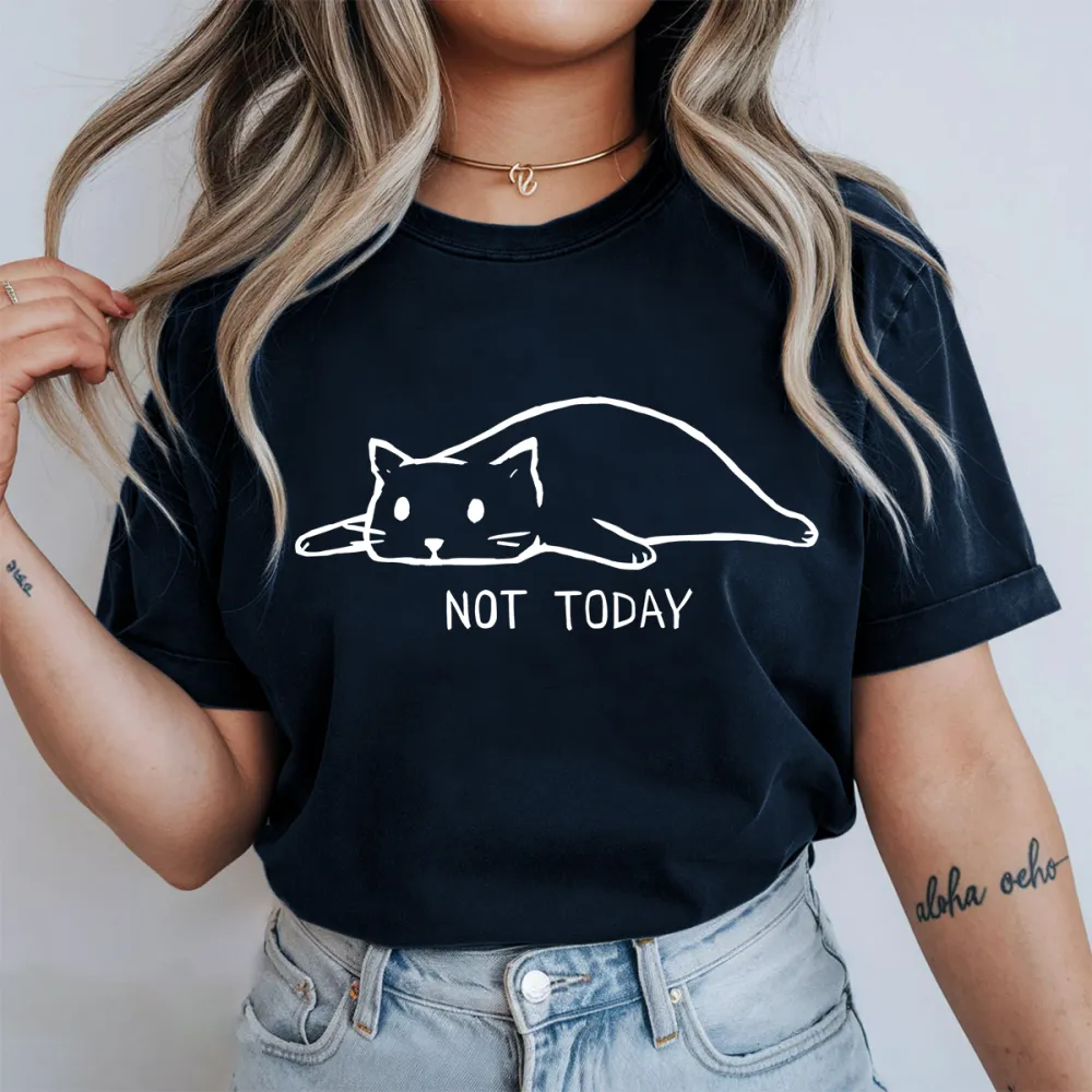 Not Today Cat Graphic Cute Tee