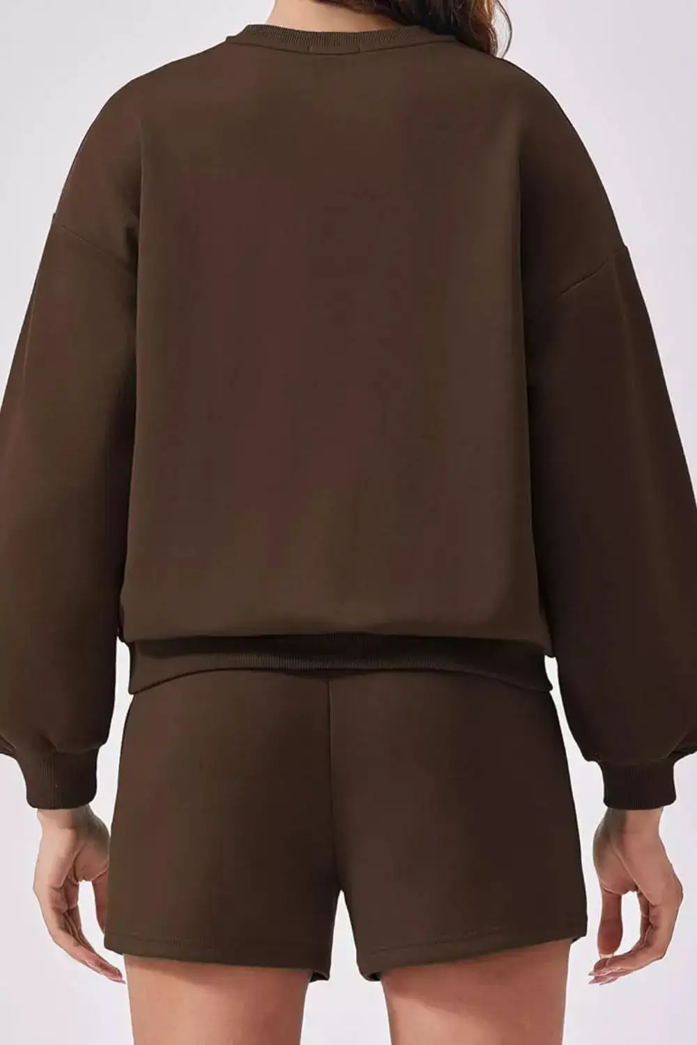 Round Neck Sweatshirt and Shorts Set