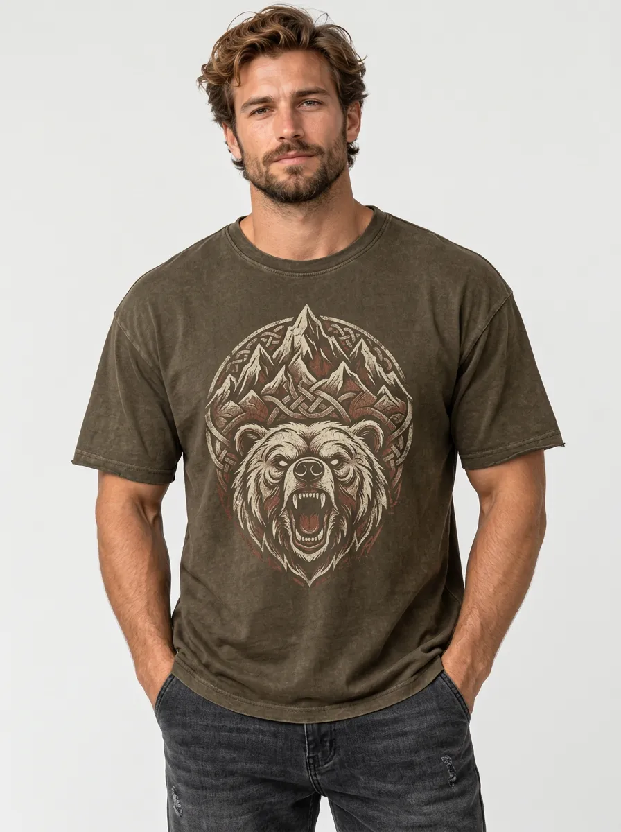 Men's Bear Mountain Washed Graphic Crewneck T-Shirt