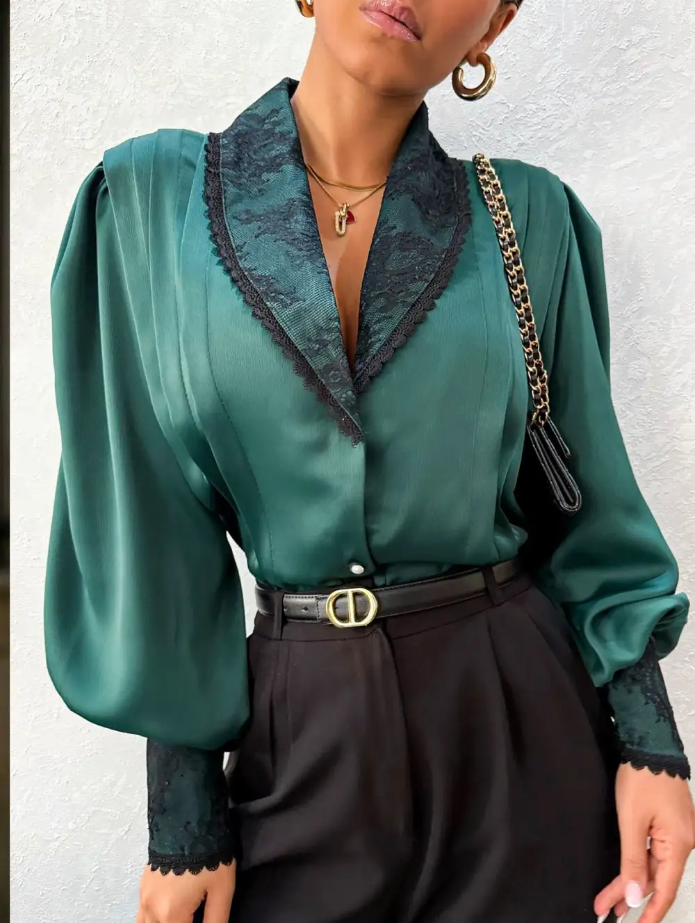 French Cardigan V Neck Shirt