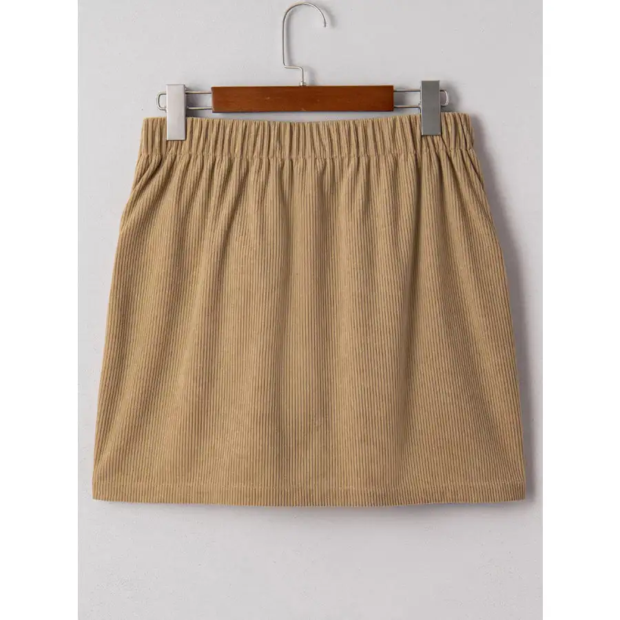 Corduroy Buttoned Front Mini Skirt