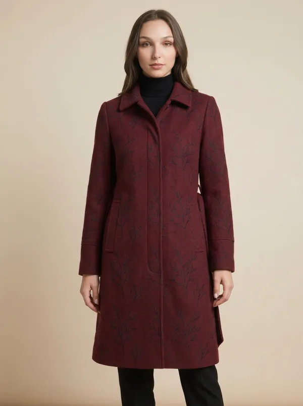 Women's Grey Botanical Printed Coat