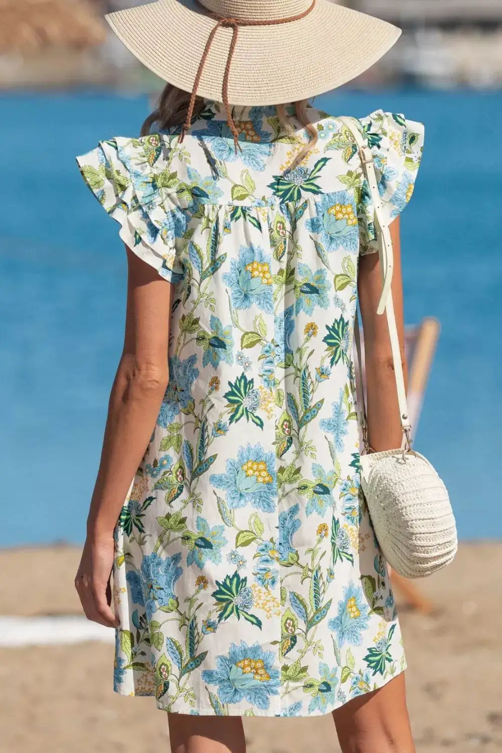 Floral Printed V Neck Mini Dress