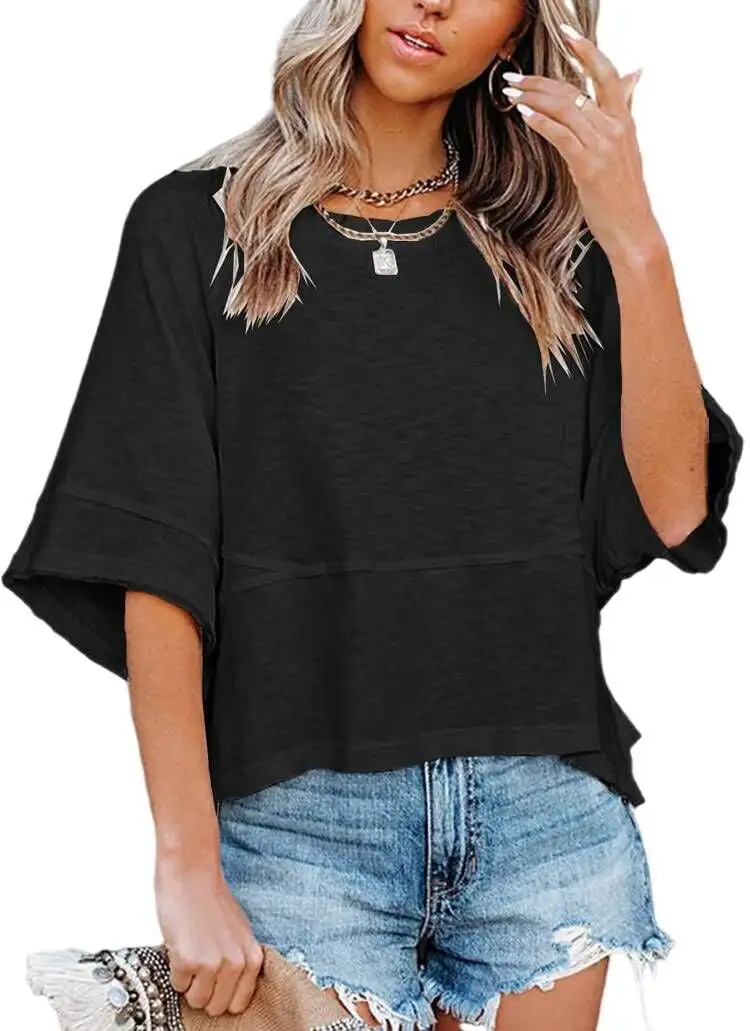 Women's Comfortable Slouchy Short Sleeve T-Shirts - Breathable & Roomy