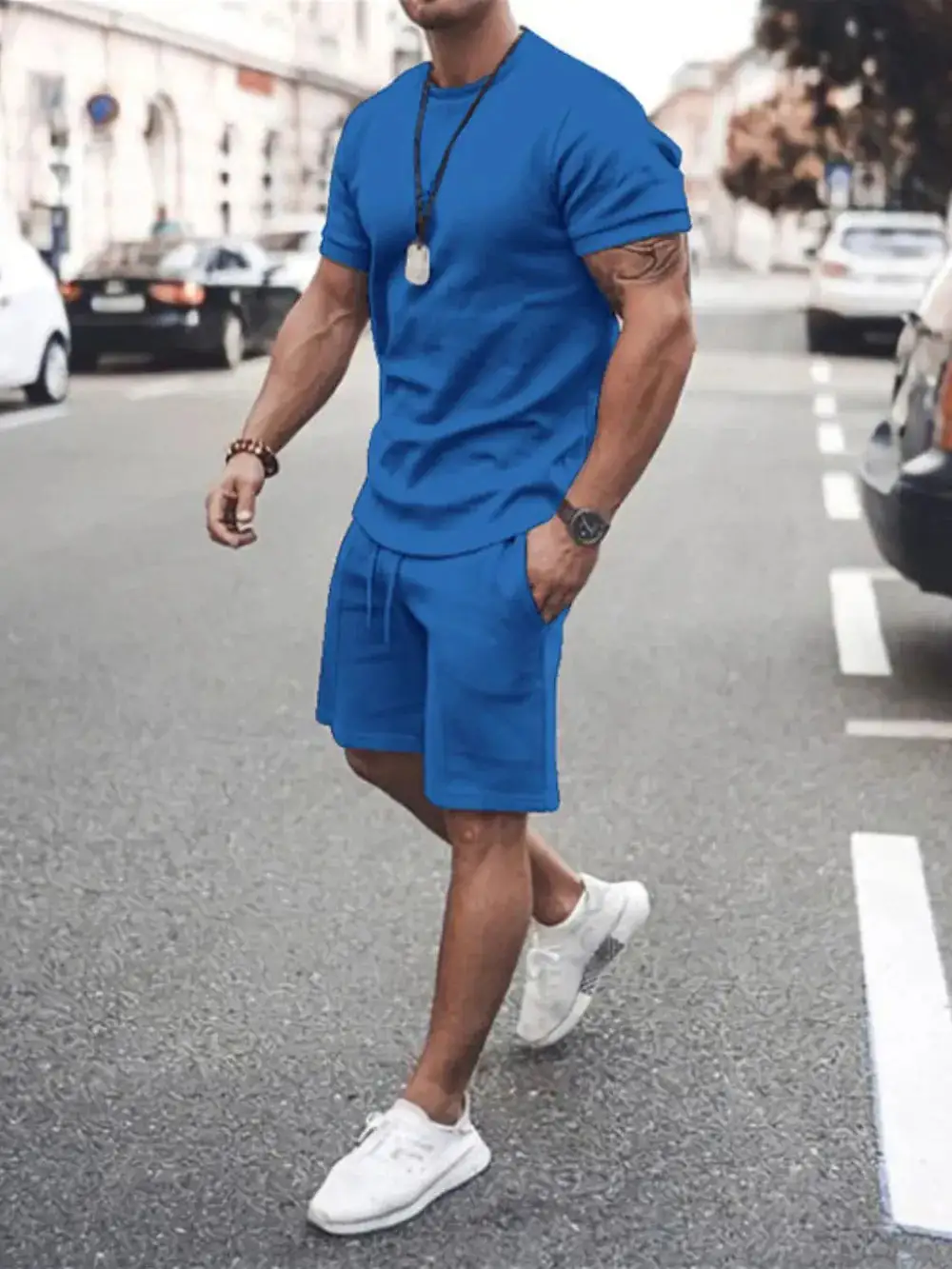 Layered Cotton Blend Casual Shorts