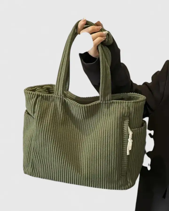 Drawstring Suede Tote Bag