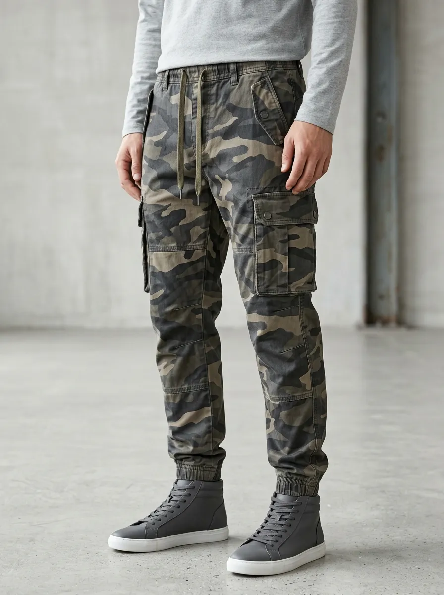 Utility Camouflage Military-Inspired Camouflage Cargo Pants