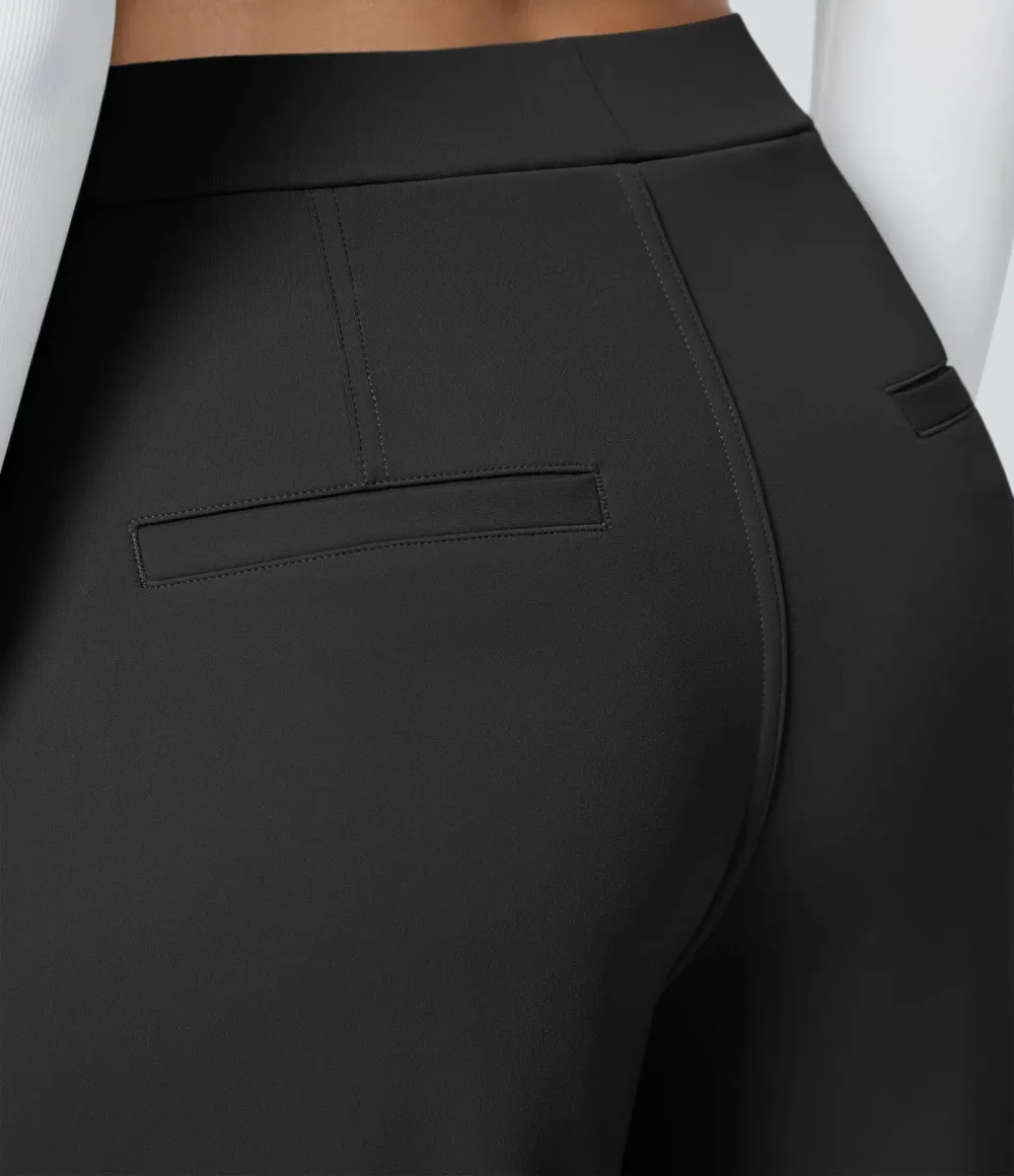 High Waisted Side Pocket Straight Leg Work Pants