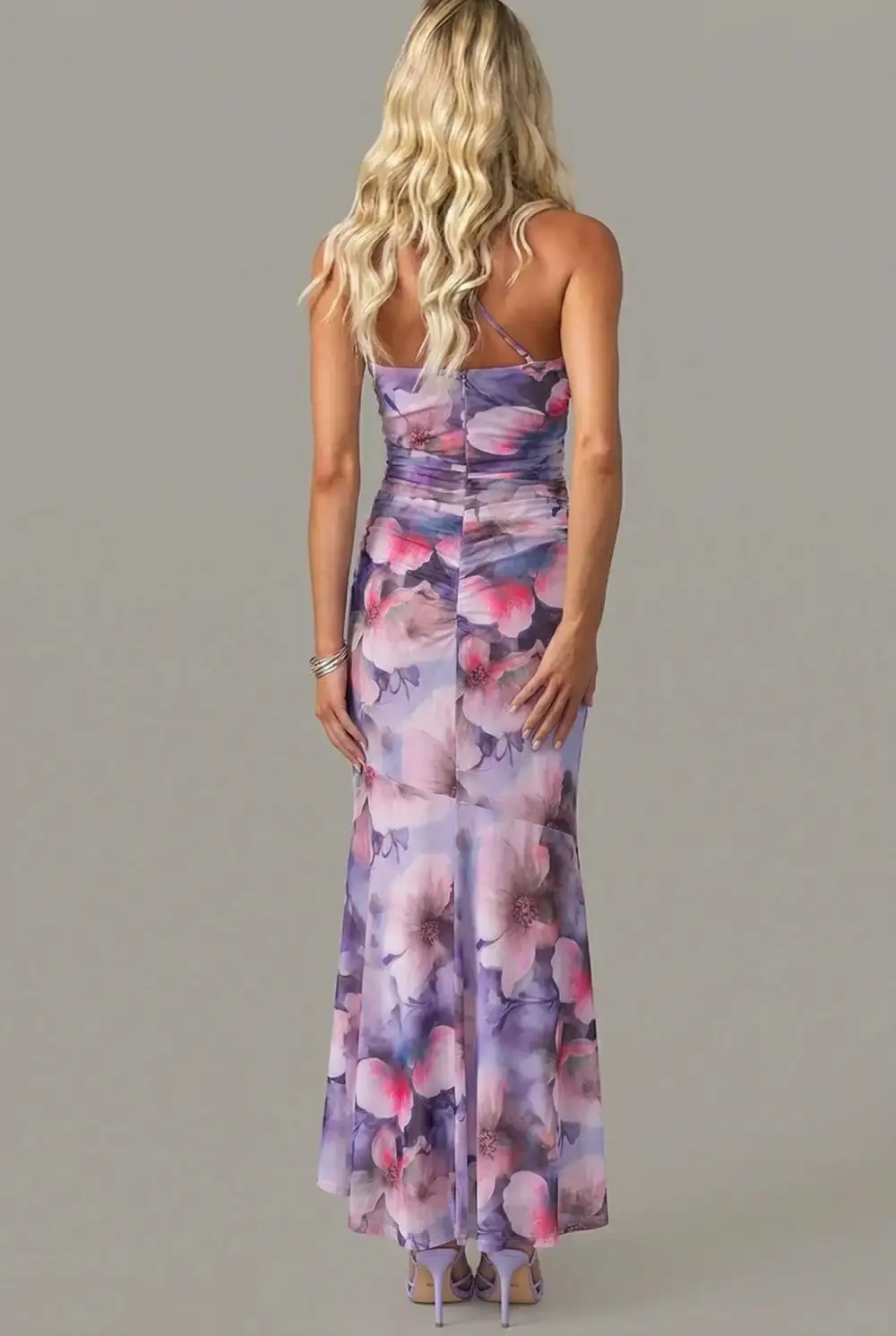 Bodycon One Shoulder Ruched Maxi Dress