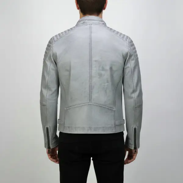Relaxed Leather Biker Motorcycle Multi Pocket Jacket