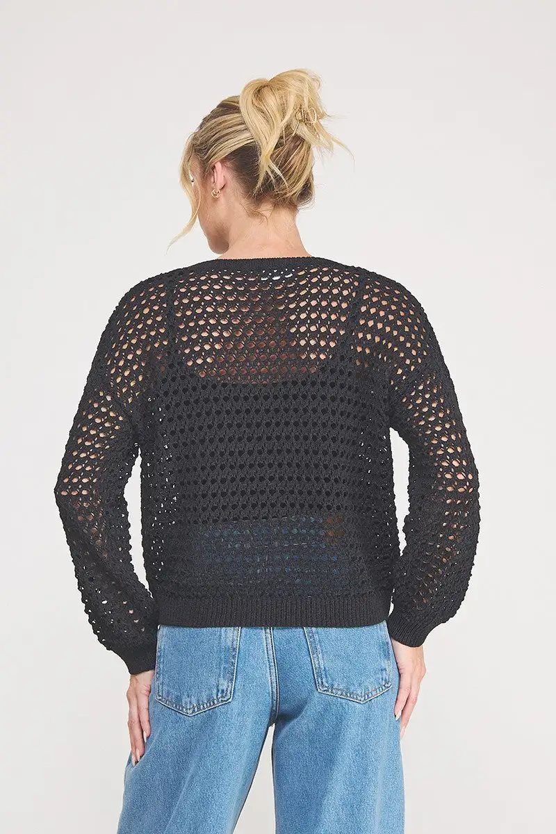 Relaxed Open Knit Sweater Top